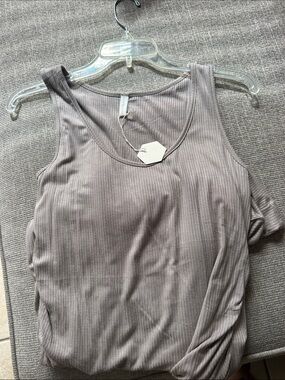 Ribbed Sleeveless maternity dress- Taupe